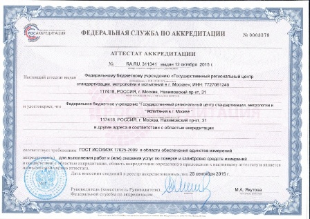 Аттестат аккредитации на право поверки СИ.JPG
